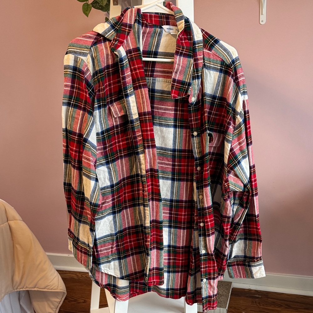 Old Navy Red and White Plaid Shirt
